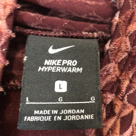 NIKE PRO HyperWarm Turtleneck Women’s Large Burgundy Long Sleeve TOP ONLY - Picture 7 of 15